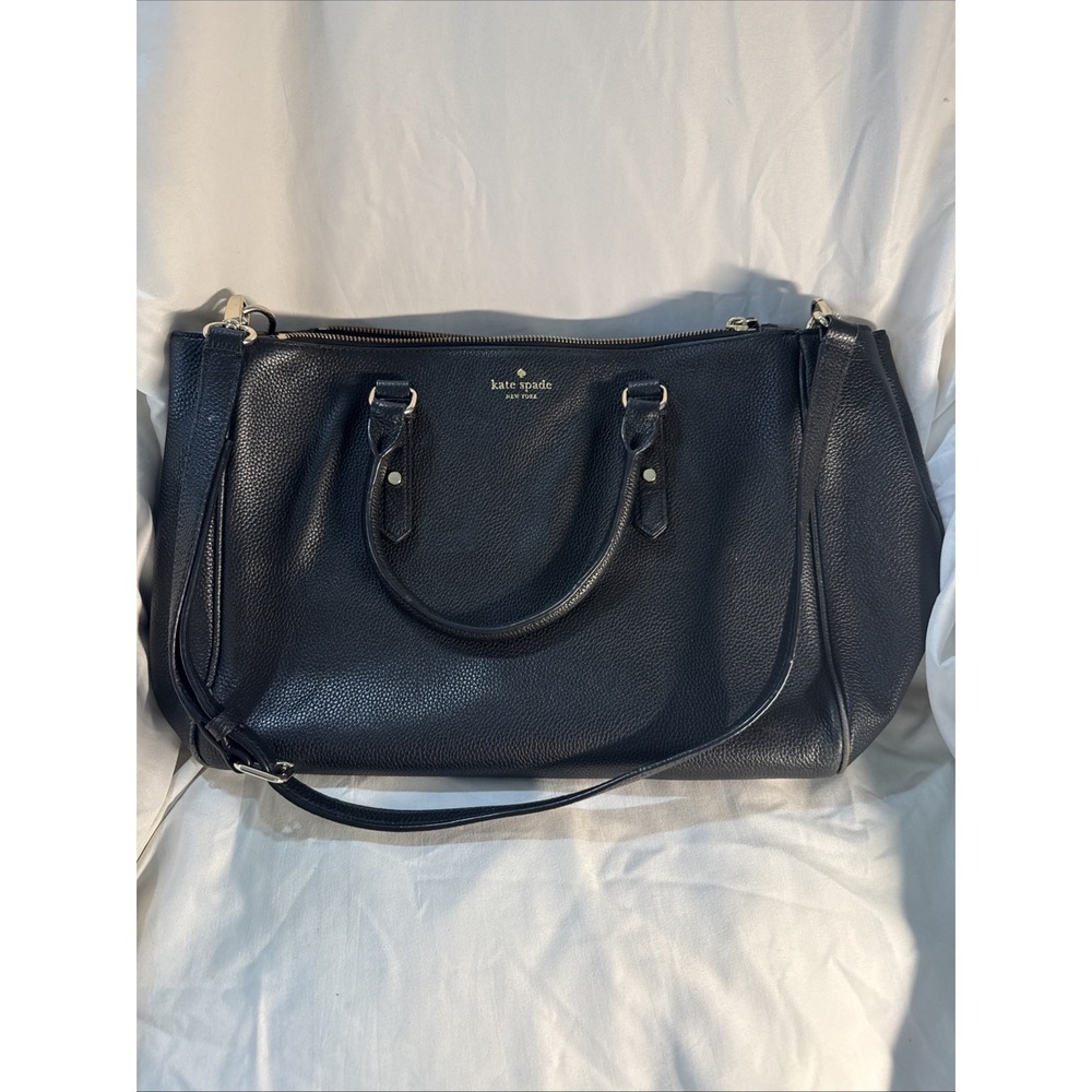 Kate Spade Mulberry Street Leighann Satchel Handbag Black Pebbled Leather - Picture 12 of 12